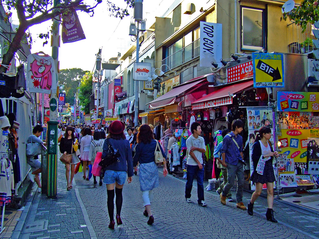 Walking on Takeshita Dori street